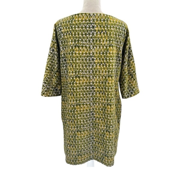 Samuji Geometric Print Velour Shift Dress - Green / Yellow - Size 36 / US Small - Picture 3 of 8